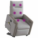 vidaXL Fauteuil inclinable de massage électrique gris nuage tissu