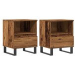 vidaXL Tables de chevet 2 Pièces vieux bois 40x35x50 cm bois d’ingénierie