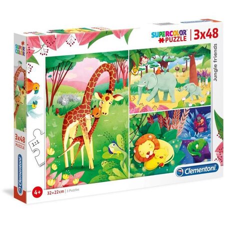 PUZZLES 3x48 pieces - Animaux de la Savane et leur petit