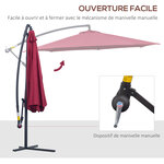 Parasol déporté octogonal à manivelle inclinable manivelle avec pied en acier diamètre 3 m rouge