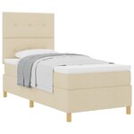 vidaXL Lit à ressorts avec tête de lit Crème 90 x 200 cm tissu