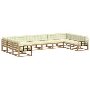 vidaXL Ensemble de canapés d'extérieur 10 pc Blanc et crème