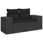 vidaXL Salon de jardin 7 Pièces avec coussins noir résine tressée