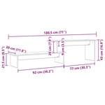 vidaXL Meuble TV Chêne noir 180 x 30 x 43 cm Bois d'ingénierie