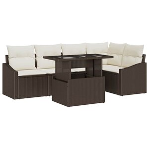 vidaXL Ensemble de canapé de jardin avec coussin 6 Pièces Marron et crème