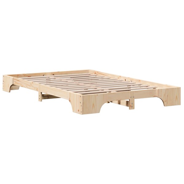 vidaXL Cadre de lit Naturel Bois de pin massif 135 x 190 cm Cadre de lit