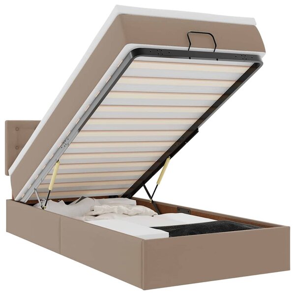 VidaXL Lit ottoman et matelas cappuccino 100x200cm similicuir