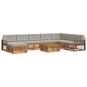 vidaXL Ensemble de canapés d'extérieur 9 pc Gris Naturel et Clair