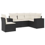 vidaXL Salon de jardin 5 Pièces avec coussins noir résine tressée
