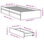 vidaXL Cadre de lit avec tiroirs sans matelas noir 90x200 cm
