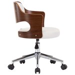 vidaXL Chaise pivotante de bureau Blanc Bois courbé et similicuir