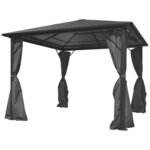 vidaXL Belvédère avec rideau Anthracite Aluminium 300 x 300 cm