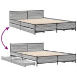 vidaXL Cadre de lit avec tiroirs sans matelas sonoma gris 135x190 cm
