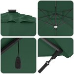 vidaXL Parasol déporté Roma avec LEDs Vert 286x285x270 cm Aluminium