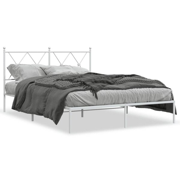 vidaXL Cadre de lit métal sans matelas et tête de lit blanc 135x190 cm