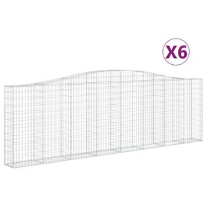 vidaXL Paniers à gabions arqués 6 Pièces 400x30x120/140 cm Fer galvanisé