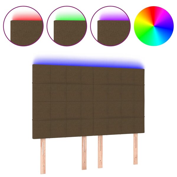 vidaXL Tête de lit à LED Marron foncé 144x5x118/128 cm Tissu
