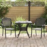 vidaXL Ensemble de tables de jardin 3 Pièces Noir Aluminium coulé