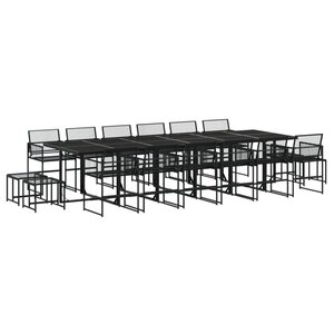 vidaXL Ensemble à manger de jardin 17 Pièces noir résine tressée