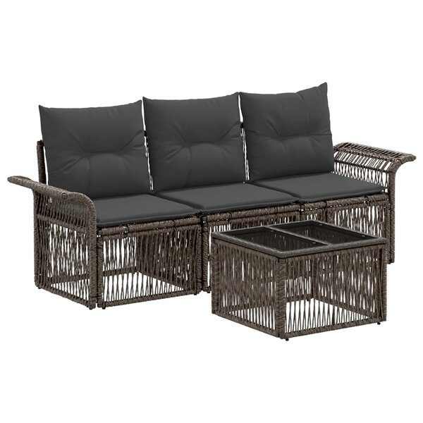 vidaXL Ensemble de canapé de jardin 4 Pièces Gris polyrotin