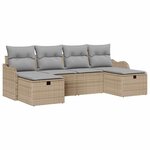 vidaXL Ensemble de canapé de jardin 6 Pièces Beige Poly rotin