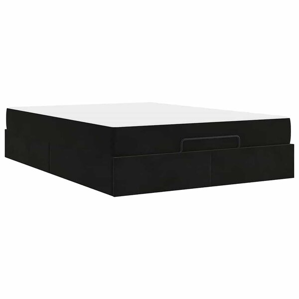 vidaXL Cadre de lit avec matelas Noir 140 x 200 cm Velours
