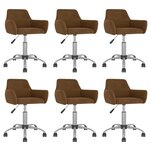 vidaXL Chaises pivotantes à manger lot de 6 Marron Velours