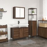 Ensemble de meubles de salle de bain 2 pièces en chêne brun en bois d'ingénierie