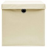 vidaXL Boîtes de rangement à couvercles 10 Pièces Crème 32x32x32 cm Tissu