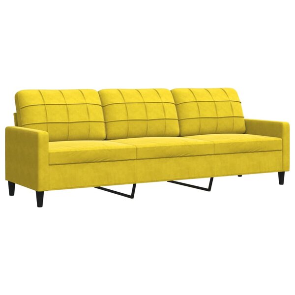 vidaXL Canapé à 3 places Jaune 210 cm Velours