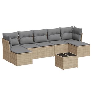 vidaXL Salon de jardin avec coussins 8 Pièces beige résine tressée