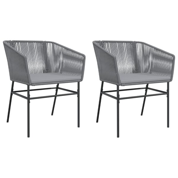 vidaXL Chaises de jardin lot de 2 avec coussins gris résine tressée