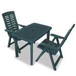 vidaXL Ensemble de bistro 3 Pièces Plastique Vert