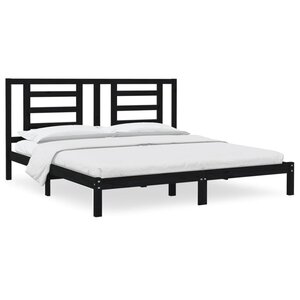 vidaXL Cadre de lit sans matelas noir 200x200 cm bois massif de pin