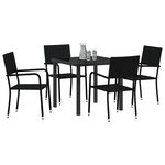 vidaXL Ensemble de salle à manger pour jardin 5 Pièces Noir polyrotin