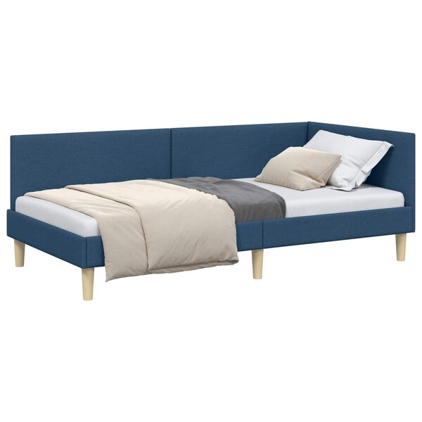vidaXL Cadre de lit d'angle Bleu 100 x 200 cm Tissu