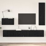 vidaXL Meuble TV mural Montage mural 4 Pièces Chêne noir 200 x 30 x 30 cm