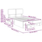 vidaXL Cadre de lit Gris béton 120 x 190 cm Bois d'ingénierie