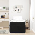 vidaXL Cadre de lit avec matelas Noir 90 x 190 cm tissu
