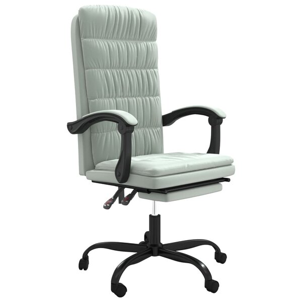 Chaise fauteuil siège pivotante de inclinable de bureau informatique étude clairvelours gris 02_0024239