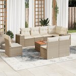 vidaXL Salon de jardin avec coussins 9 Pièces beige résine tressée