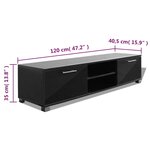 vidaXL Meuble TV Noir brillant 120x40 5x35 cm
