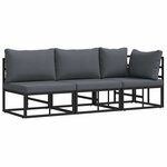 vidaXL Mobilier de jardin avec coussin 3 Pièces Noir Aluminium