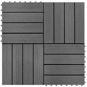 vidaXL Carreaux de terrasse 22 Pièces 30 x 30 cm 2 m² WPC Gris