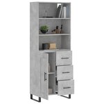 vidaXL Buffet haut Gris béton 69 5x34x180 cm Bois d'ingénierie
