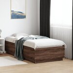 vidaXL Cadre de lit avec lumières LED chêne marron 90x190 cm