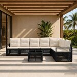 vidaXL Ensemble de canapé de jardin 8 pc Noir polyrotin