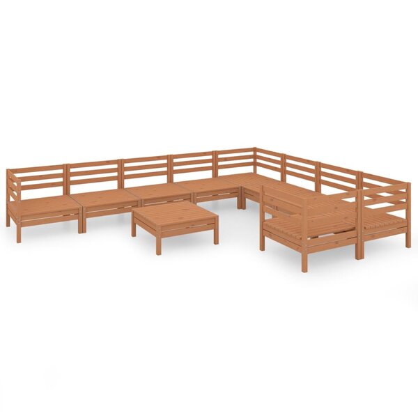 vidaXL Salon de jardin 10 Pièces Marron miel Bois de pin massif