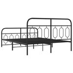 vidaXL Cadre de lit métal avec tête de lit/pied de lit noir 135x190 cm
