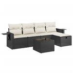 vidaXL Salon de jardin 6 Pièces avec coussins noir résine tressée